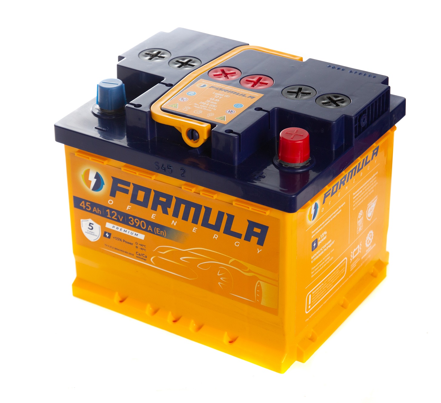 Акумулятор легковий Formula of energy premium 6СТ-45(1), 12B, 45Ah, 390A, плюс ліворуч (L+) кальцієвий (Ca/Ca), 207x175x175мм (FPRE045E1)